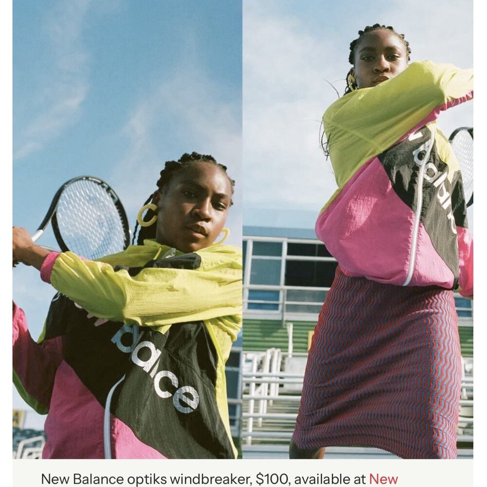 RARE New Balance Womens S Neon Retro Sport Style Optiks Windbreaker Coco Gauff - Picture 2 of 12